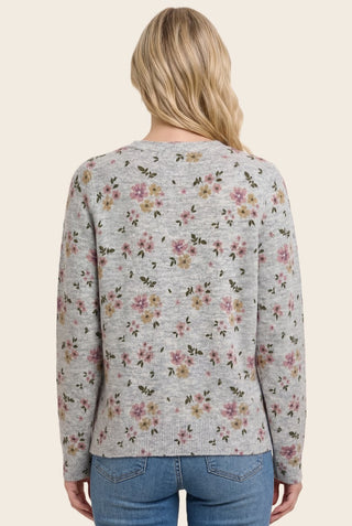 Floral Printed Crew Neck Sweater