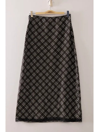 Plaid Midi Skirt w/Elastic Waistband