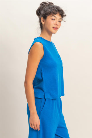Sleeveless Cotton Top with Pocket
