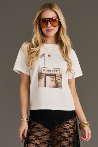 Off White Western Desert Graphic Tee