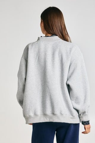Check Embroidered "Lake" Mock Neck Sweatshirt