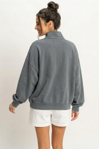 Mineral Wash Button Front Sweatshirt