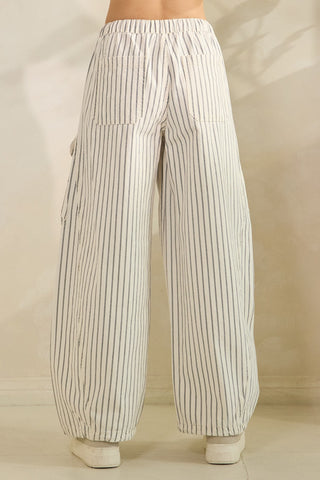 Striped Baggy Pants w/Side Pockets