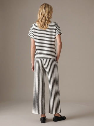 Vertical Stripe Cropped Wide-Leg Pants Set