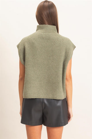 Sleeveless High Neck Sweater