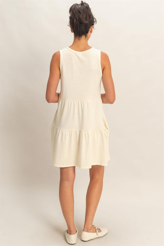 Sleeveless Crewneck Tiered Mini Dress