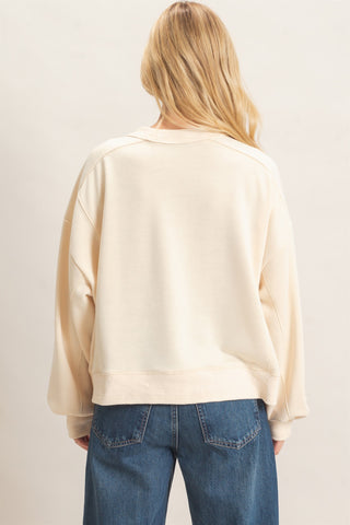 Ribbed Crew Neck Sweatshirt
