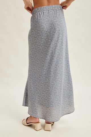Ditsy Floral Satin Midi Skirt