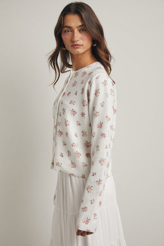 Fanciful Floral Button-Up Cardigan