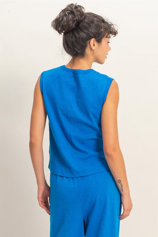 Sleeveless Cotton Top with Pocket