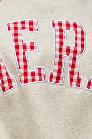 Appl Embr "MERRY" Varsity Mock Neck