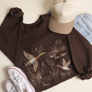 Mallard Duck Marshland Crewneck