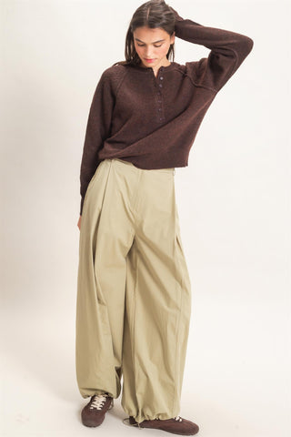 Button Front Raglan Sweater