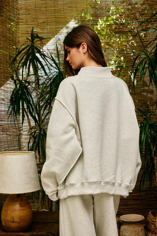 Appl Embr "MERRY" Varsity Mock Neck