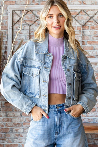 Cropped Cargo Denim Jacket | JQ Clothing Co.