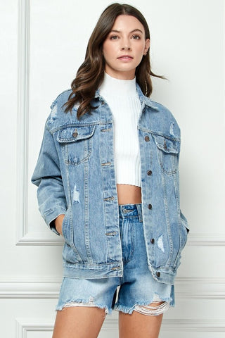 Oversized Trucker Medium Wash Jacket | JQ Clothing Co.