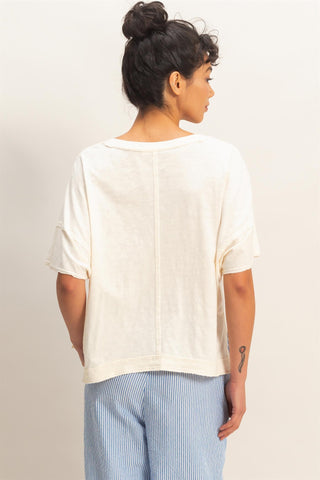 Oversized V-neck SS Top