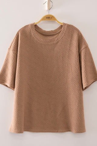 Brick Curvy Textured Jacquard Short Sleeve Top