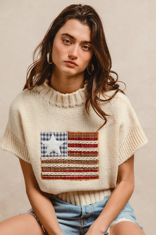 American Flag Patchwork Sweater
