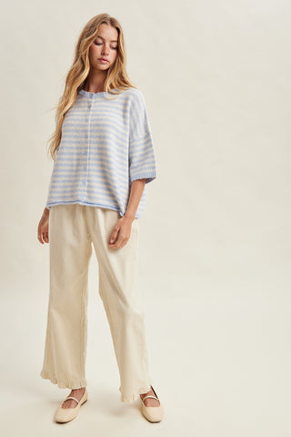 Sky Striped Short Sleeve Cardigan