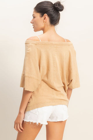 Oversized V-neck SS Top