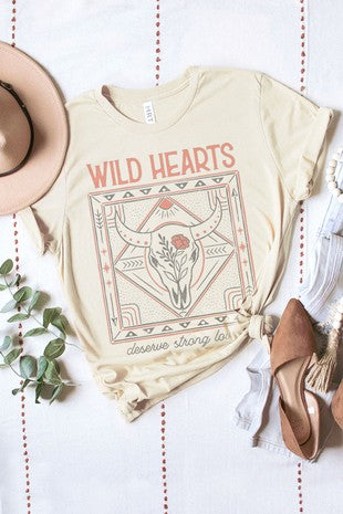 Wild Hearts Cow Skull Short Sleeve Graphic Tee | JQ Clothing Co.