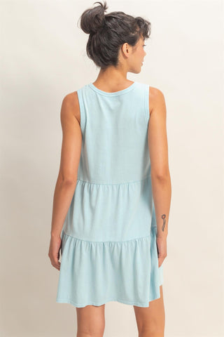 Sleeveless Crewneck Tiered Mini Dress