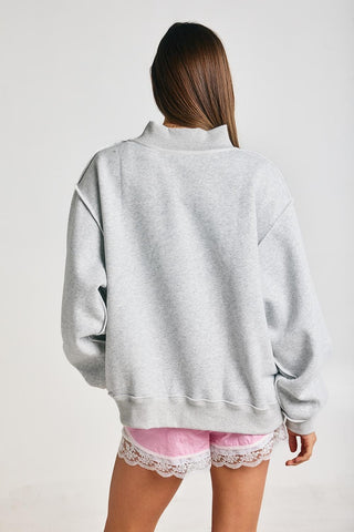 Stripe Embroidered "Mother" Sweatshirt