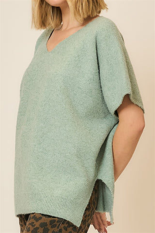 V-Neck Half Sleeve Soft Knit Top