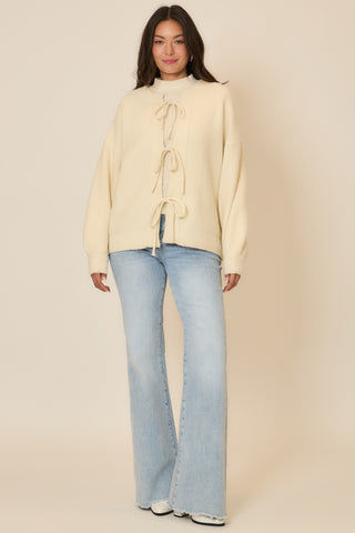 Boatneck Raised Contrast Knit Sweater