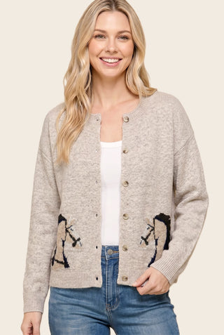 Western Horse Sweater Cardigan