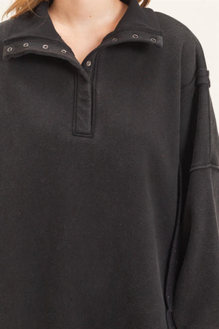 Mineral Wash Snap Collar Pullover
