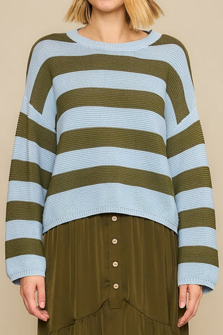 Striped Light Knit Pullover Sweater