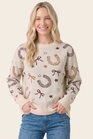 Western Jacquard Thick Knit Sweater