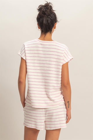 Striped Round Neck SS Top