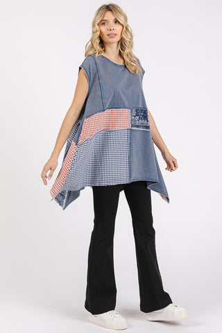 Paisley Gingham Handkerchief Hem Top