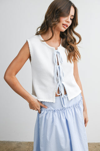 Tie-Front Scalloped-Hem Vest