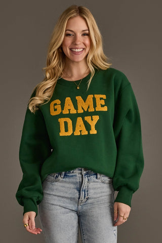 Green Gold Game Day Chenille Sweatshirt