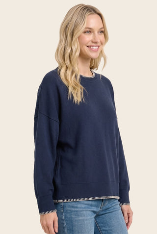Blanket Stitched Rib Textured Top