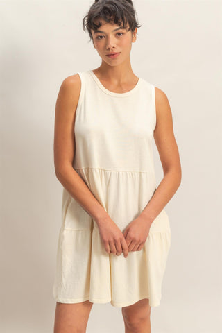 Sleeveless Crewneck Tiered Mini Dress