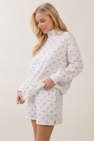 All-American Quilted Pull-over Shorts Set