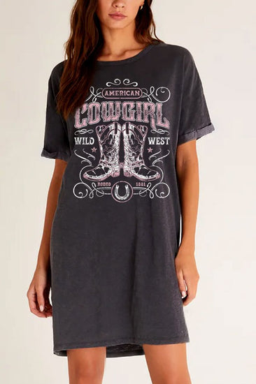 American Cowgirl Graphic Tee Dress | JQ Clothing Co.
