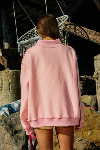 PRAY Embroidered Mock Neck Sweatshirt