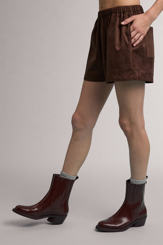 Suede Pull-On Shorts