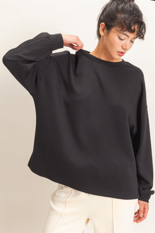 Oversized Crew Neck Long Sleeve Top