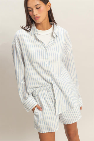 Blue Striped Button-up Shirt