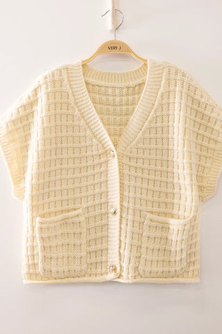 Waffle Texture Crop Cardigan