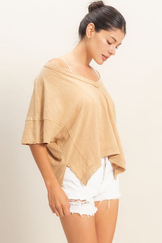 Oversized V-neck SS Top