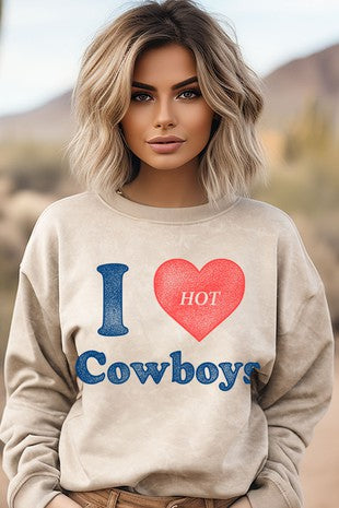 I Love Cowboys Mineral Graphic Sweatshirt | JQ Clothing Co.