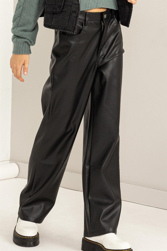 Leather High-Waisted Straight Pant | JQ Clothing Co.